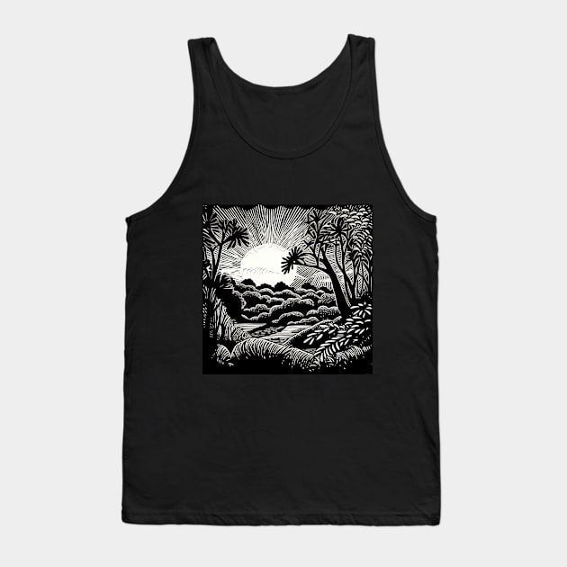 Linocut Vegetation Tank Top by Lamp DigiArt